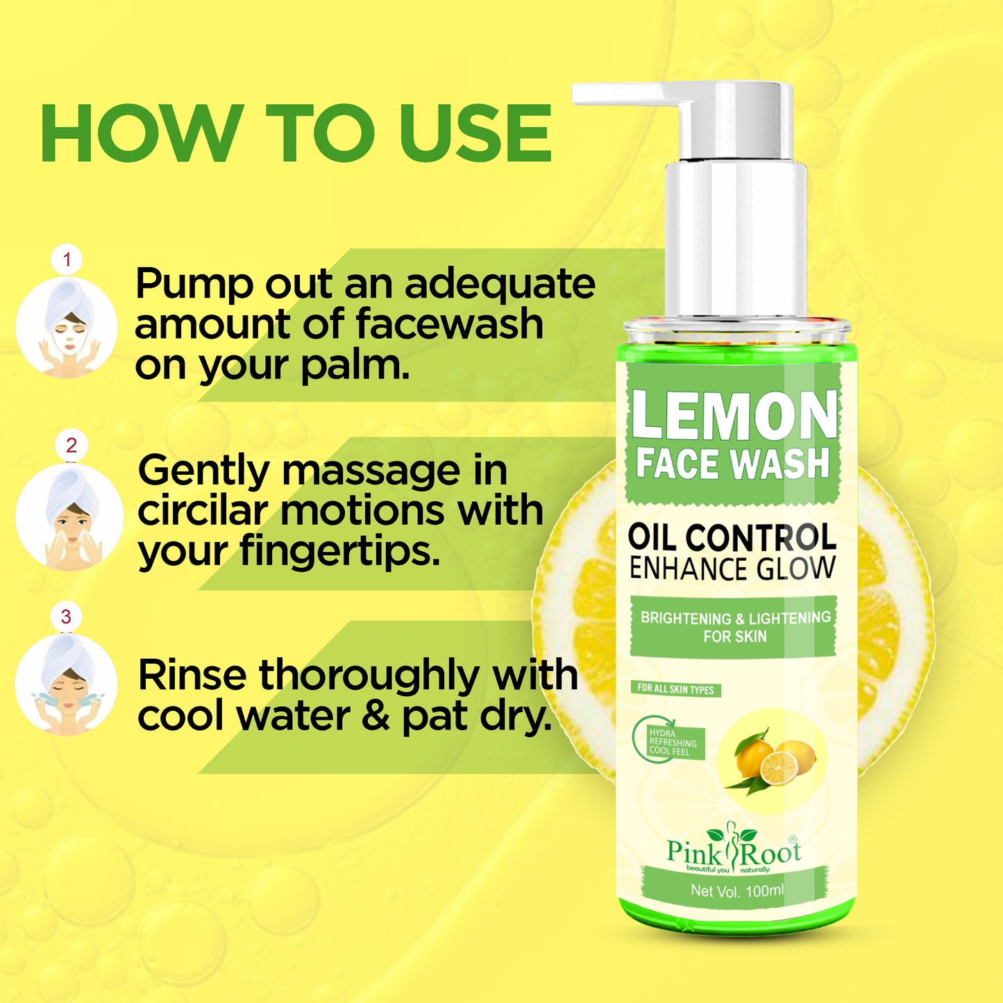 Pink Root Lemon Face Wash (100ml) - Refreshing Lemon Face Wash cleanses deeply, removing impurities and excess oil while revitalizing your skin with the energizing scent of fresh lemons