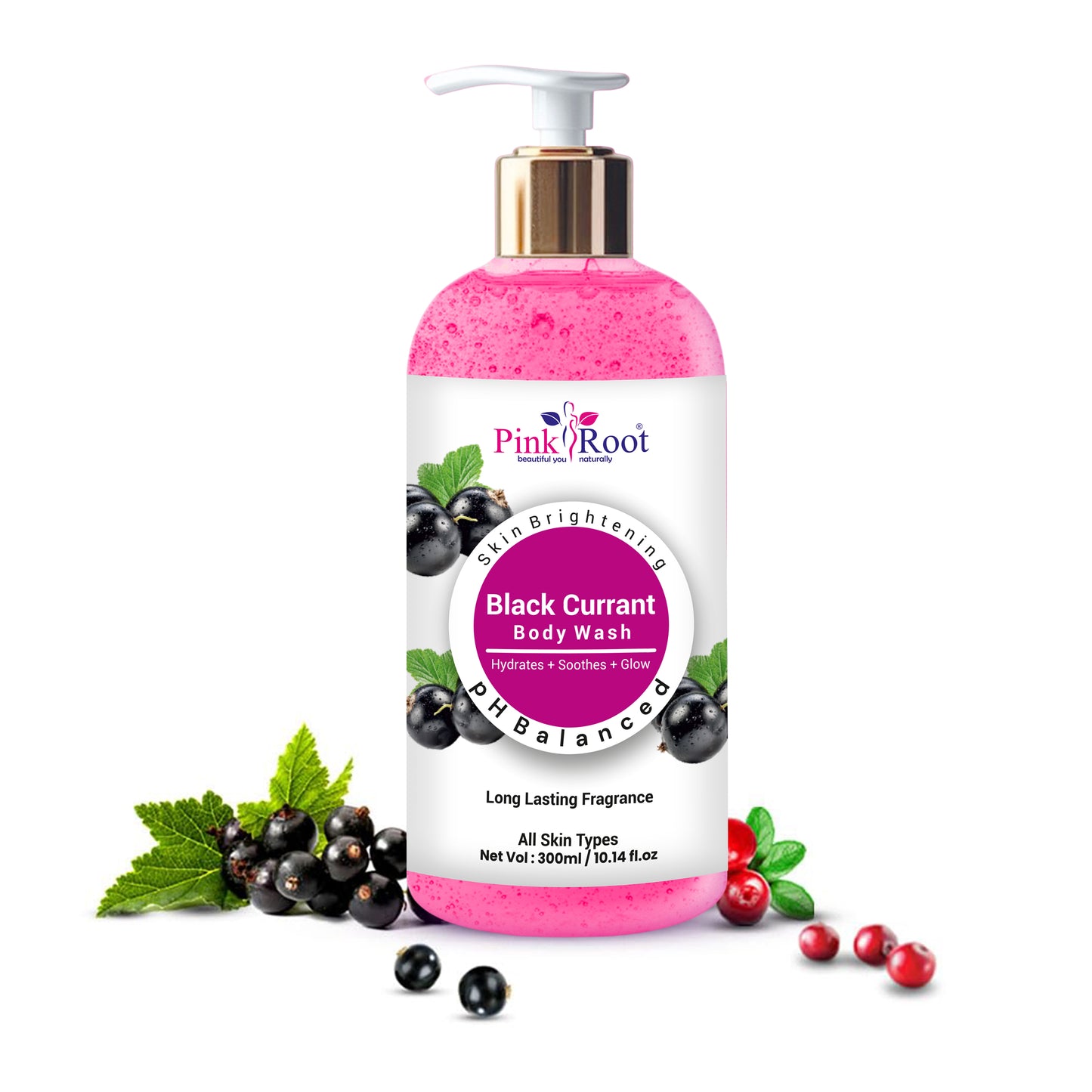 Pink Root Black Currant Body Wash Shower Gel | Moisturised Skin & Radiant Glow, rich aroma refreshes, leaving skin soft (300ml).