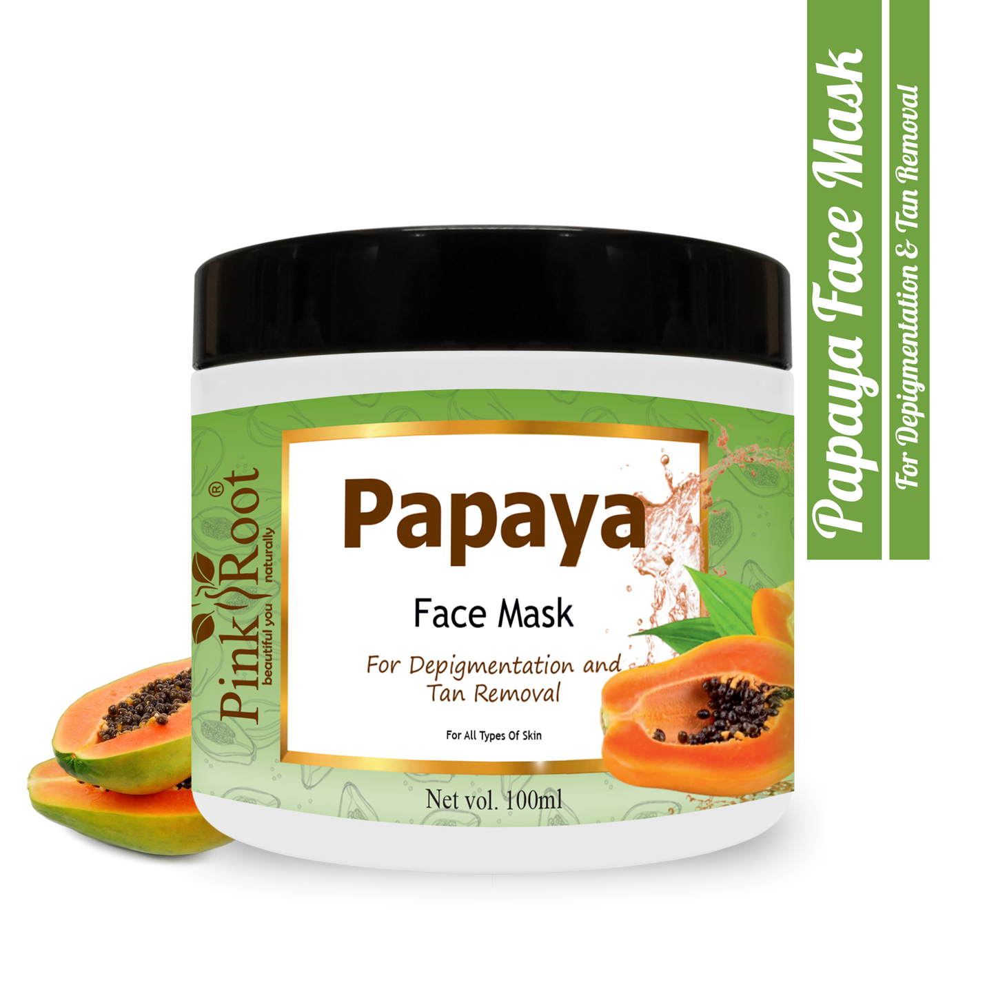 Pink Root Papaya Mask Enriched with papaya extract 500gm, for Skin Brightening, Skin Hydration, Deep Cleansing, Skin Brightening, Moisturization & Nourishment