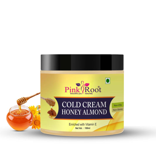 Pink Root Honey Almond Cold Cream 100ml, Nourishes & Hydrates Skin, Deeply Moisturises Skin