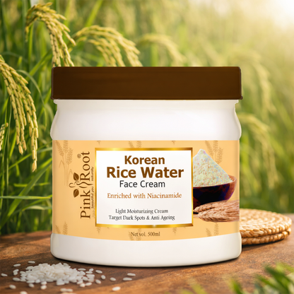 Pink Root Rice Water Face Cream (500ml) Deeply Nourishing Moisturizer That Brightens Skin, Improves Texture, Boosts Glow, Hydrates Long Lasting, For Radiant Complexion
