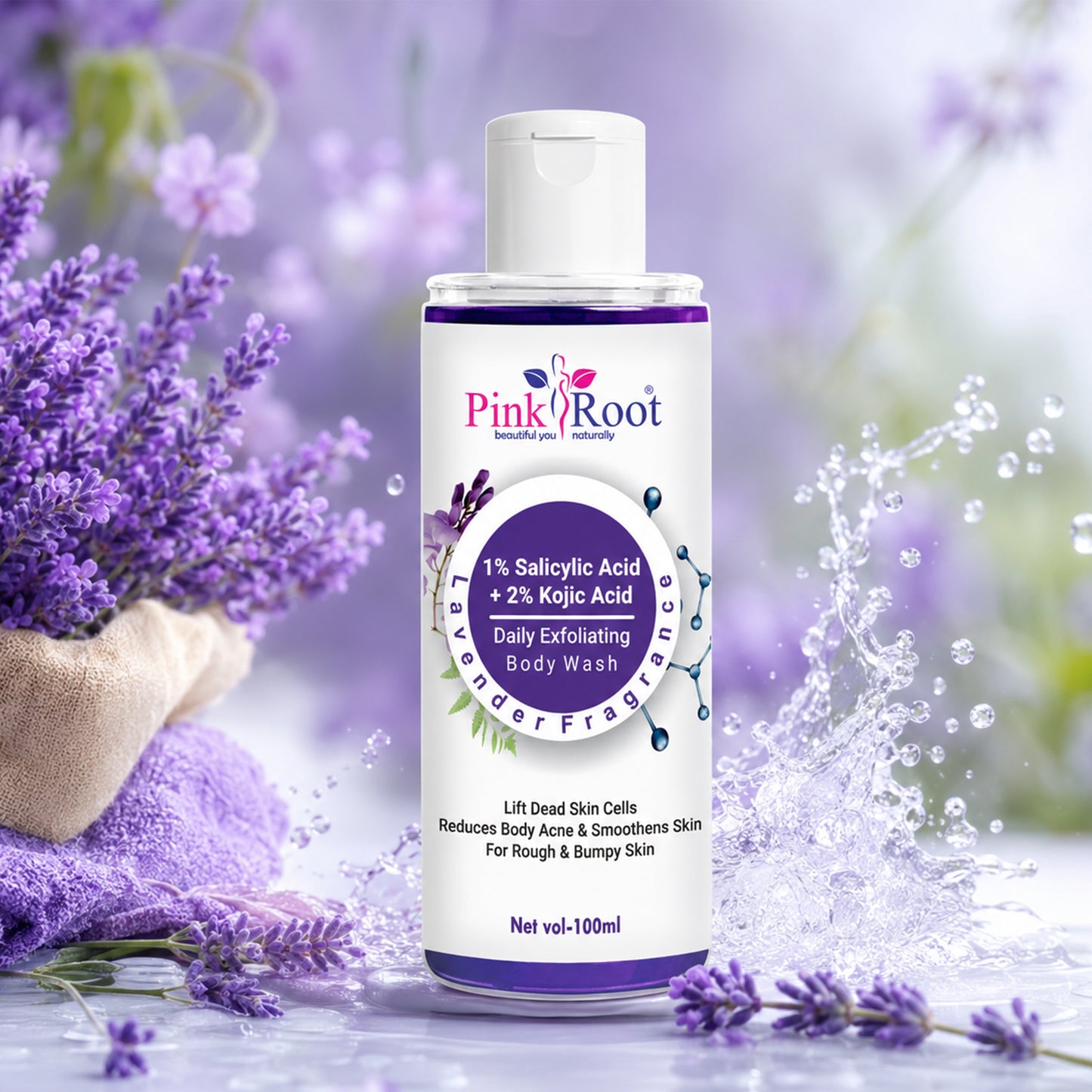 Pink Root Deep Cleansing Salicylic Body Wash (100ml) – Gently Exfoliates, Controls Oil & Helps Prevent Body Acne