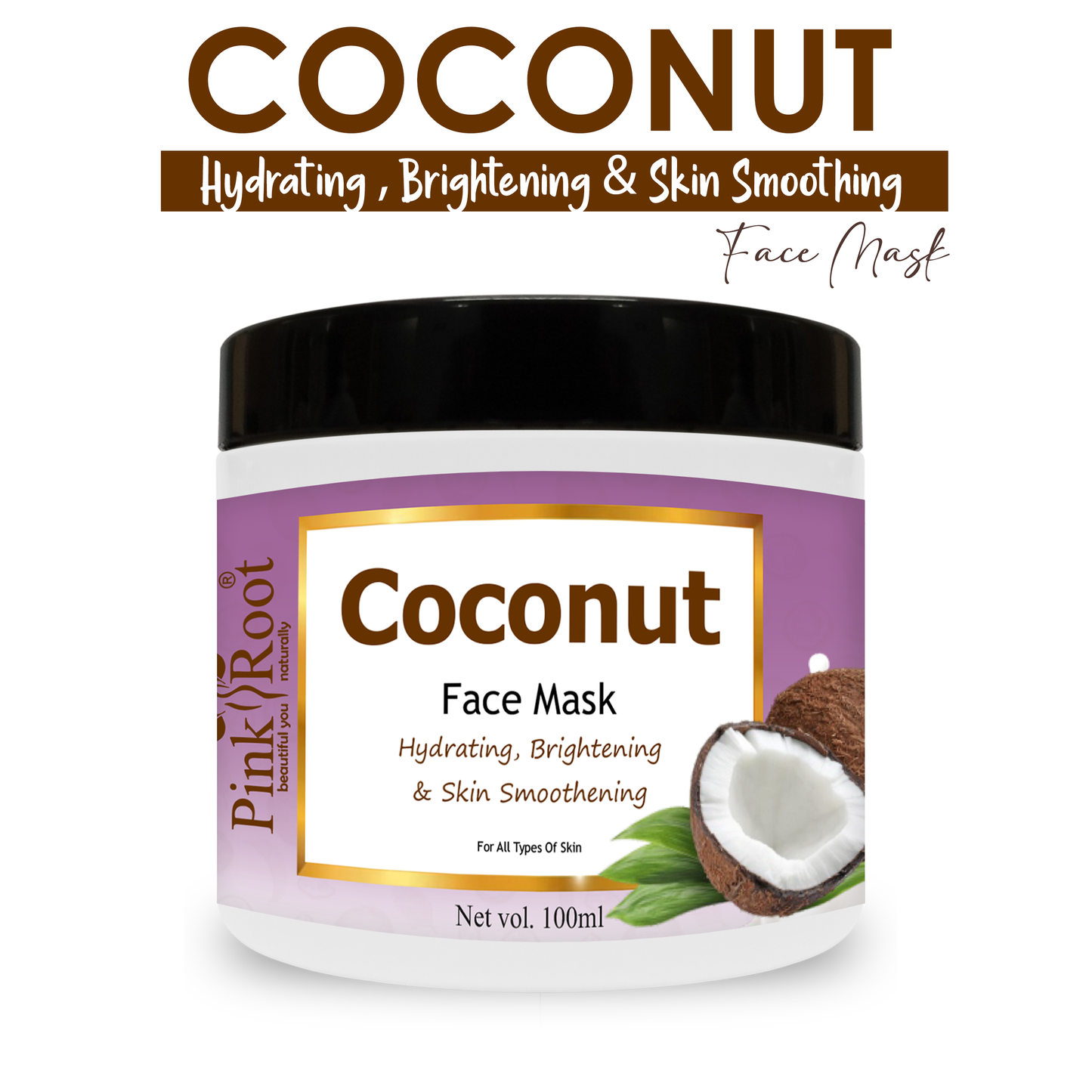 Pink Root Coconut Face Mask, Advanced hydration, Anti-aging, reduce blemishes, 100ml