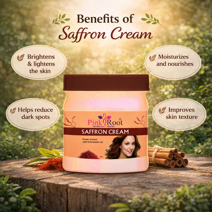 Pink Root Saffron Body Cream500ml - Evens Skin Tone, Reduces Pigmentation, Boosts Natural Glow, Soothes Skin, and Promotes a Fresh