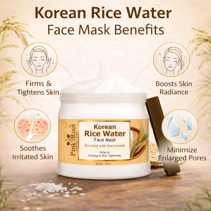 Pink Root Rice Water Face Mask (500ml) Natural Glow-Boosting Formula for Bright, Smooth, Hydrated, and Even-Toned Radiant Skin