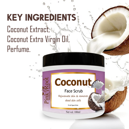 Pink Root Coconut Scrub for Soft, Clean & Healthy Skin, Advanced hydration, Anti-aging, reduce blemishes, 100ml