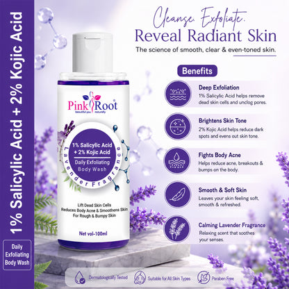 Pink Root Deep Cleansing Salicylic Body Wash (100ml) – Gently Exfoliates, Controls Oil & Helps Prevent Body Acne