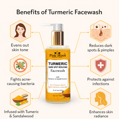 Pink Root Turmeric Dark Spot Reducing Facewash for Deep Cleansing Brightening Protection Skin