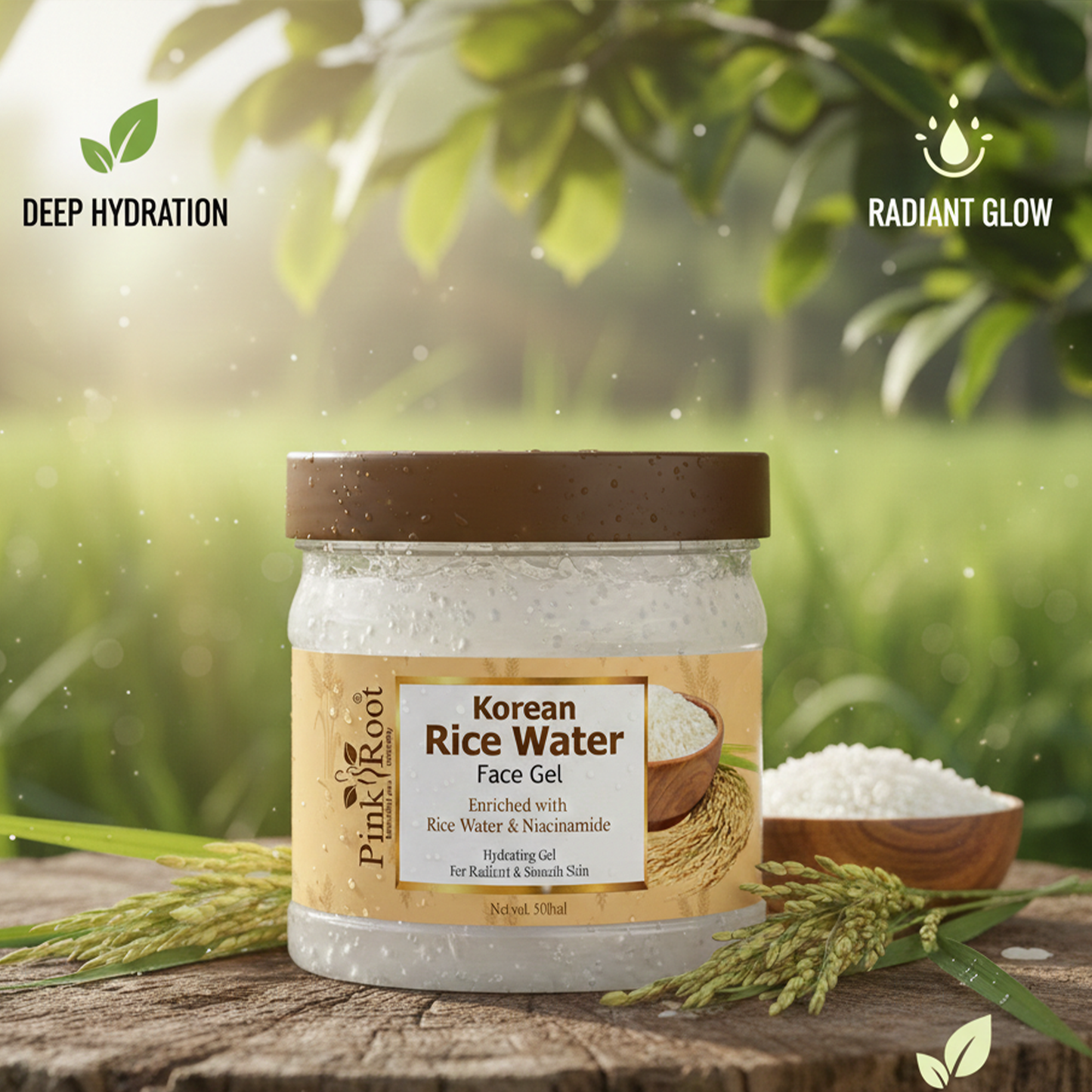 Rice Water Face Gel (500ml) Natural Hydrating Formula That Brightens Skin, Refines Pores, Boosts Glow, and Promotes Smooth, Healthy Complexion