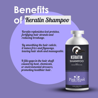 Pink Root Keratin Hair Shampoo (250 ml) for Smoothening of Hairs and Volume Enhancement