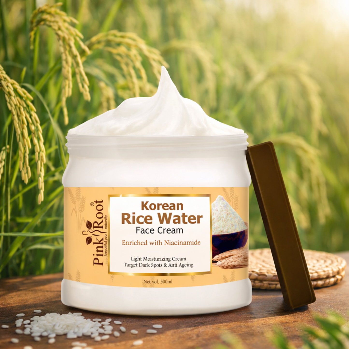 Pink Root Rice Water Face Cream (500ml) Deeply Nourishing Moisturizer That Brightens Skin, Improves Texture, Boosts Glow, Hydrates Long Lasting, For Radiant Complexion