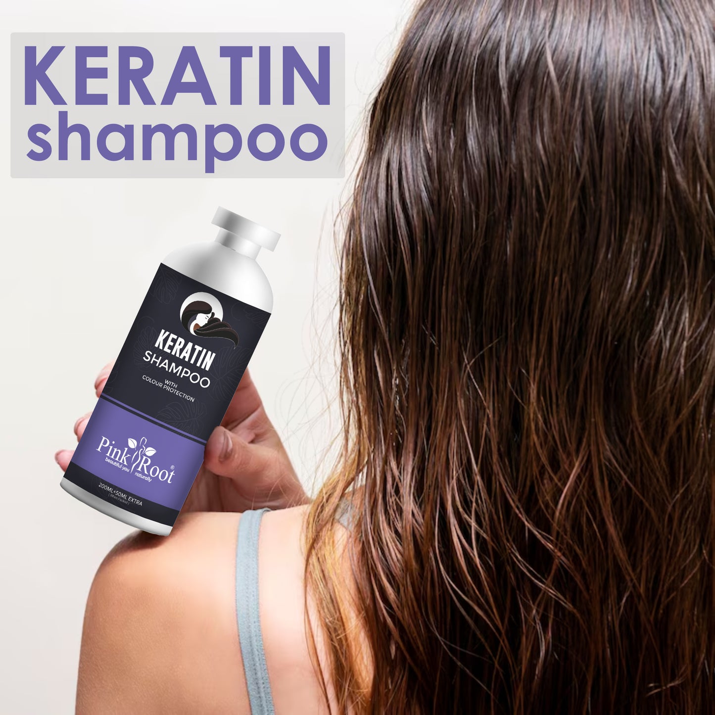 Pink Root Keratin Hair Shampoo (250 ml) for Smoothening of Hairs and Volume Enhancement
