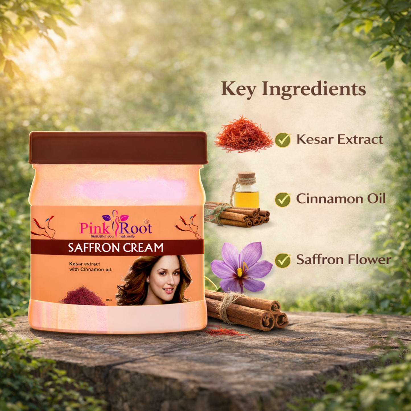 Pink Root Saffron Body Cream500ml - Evens Skin Tone, Reduces Pigmentation, Boosts Natural Glow, Soothes Skin, and Promotes a Fresh