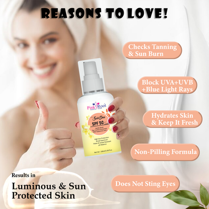 Pink Root Vanilla Glow Sunscreen SPF 50 PA+++ Broad Spectrum