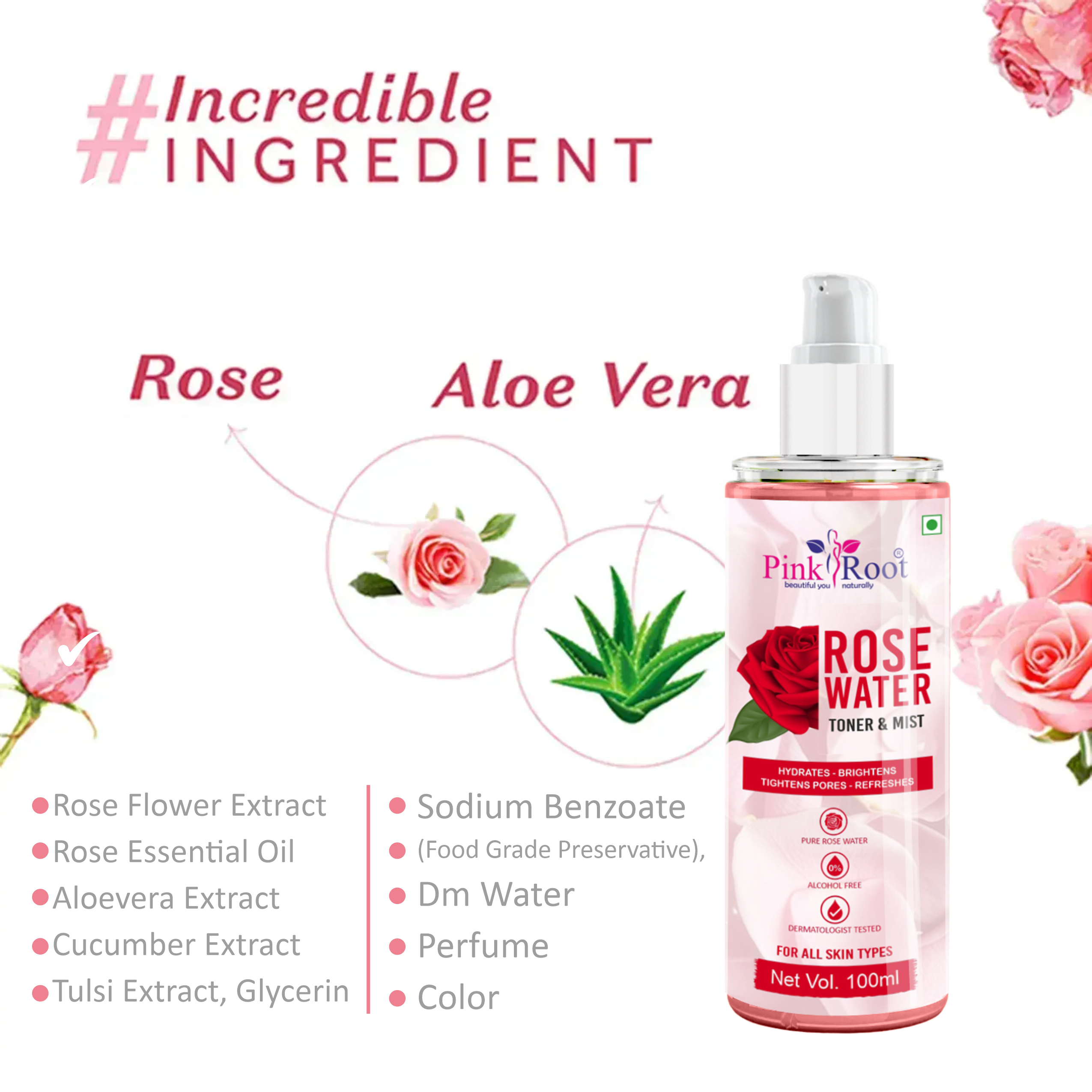 Pink Root Rose Water & Vitamin C Toner & Mist (Pack of 2)