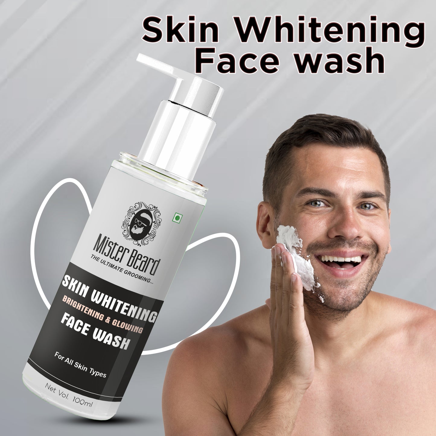 Mister Beard Skin Whitening Face Wash 100ml - Deep Cleansing Skin Whitening Facial Foam, face wash, for all skin types Face Wash