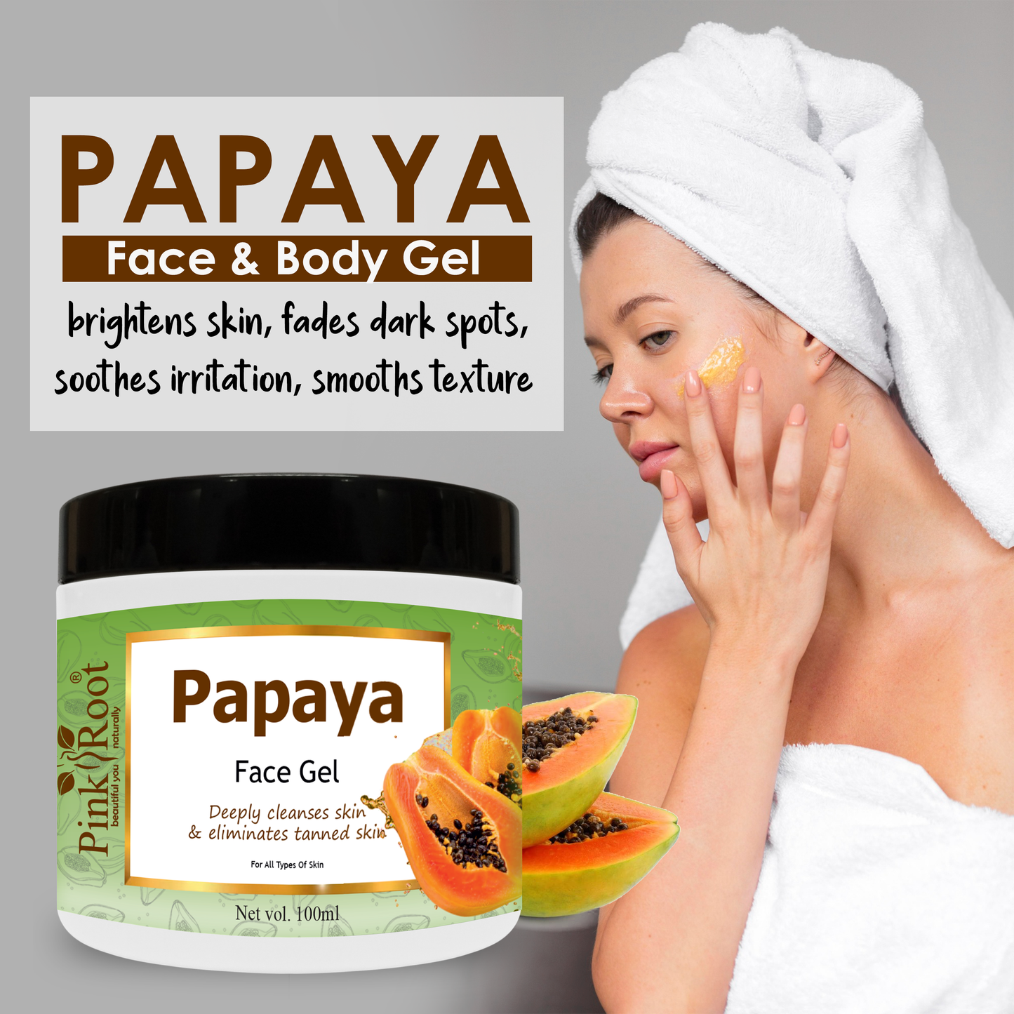 Pink Root Papaya Gel 100ml for Spot Removal, Brightening & Lightening With Papaya Extracts