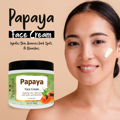 Pink Root Papaya Cream 100ml, with Papaya Extract & Vitamin E Oil for De-Pigmentation, Acne Removal & Skin Whitening