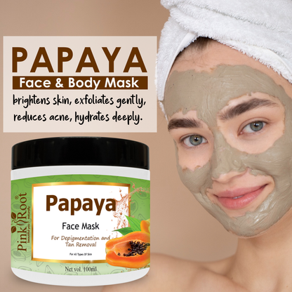 Pink Root Papaya Mask Enriched with papaya extract 500gm, for Skin Brightening, Skin Hydration, Deep Cleansing, Skin Brightening, Moisturization & Nourishment