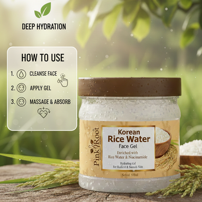 Rice Water Face Gel (500ml) Natural Hydrating Formula That Brightens Skin, Refines Pores, Boosts Glow, and Promotes Smooth, Healthy Complexion