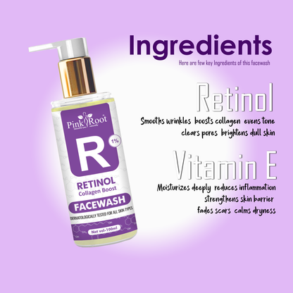 Pink Root Deep Cleansing Retinol Face Wash for Acne & Aging Skin