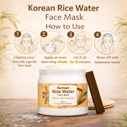 Pink Root Rice Water Face Mask (500ml) Natural Glow-Boosting Formula for Bright, Smooth, Hydrated, and Even-Toned Radiant Skin