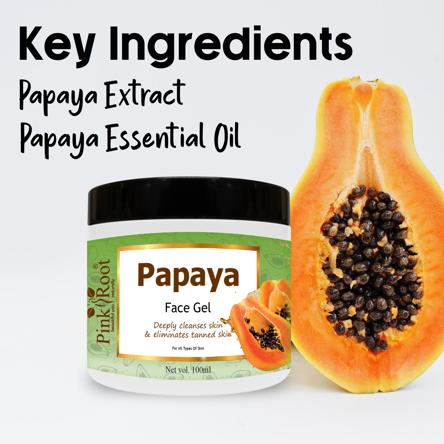 Pink Root Papaya Gel 100ml for Spot Removal, Brightening & Lightening With Papaya Extracts