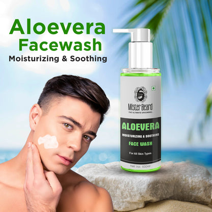 Mister Beard Aloe Vera Moisturizing Facewash 100ml - Aloe Vera Hydrating Gentle - With Aloe leaf Extract