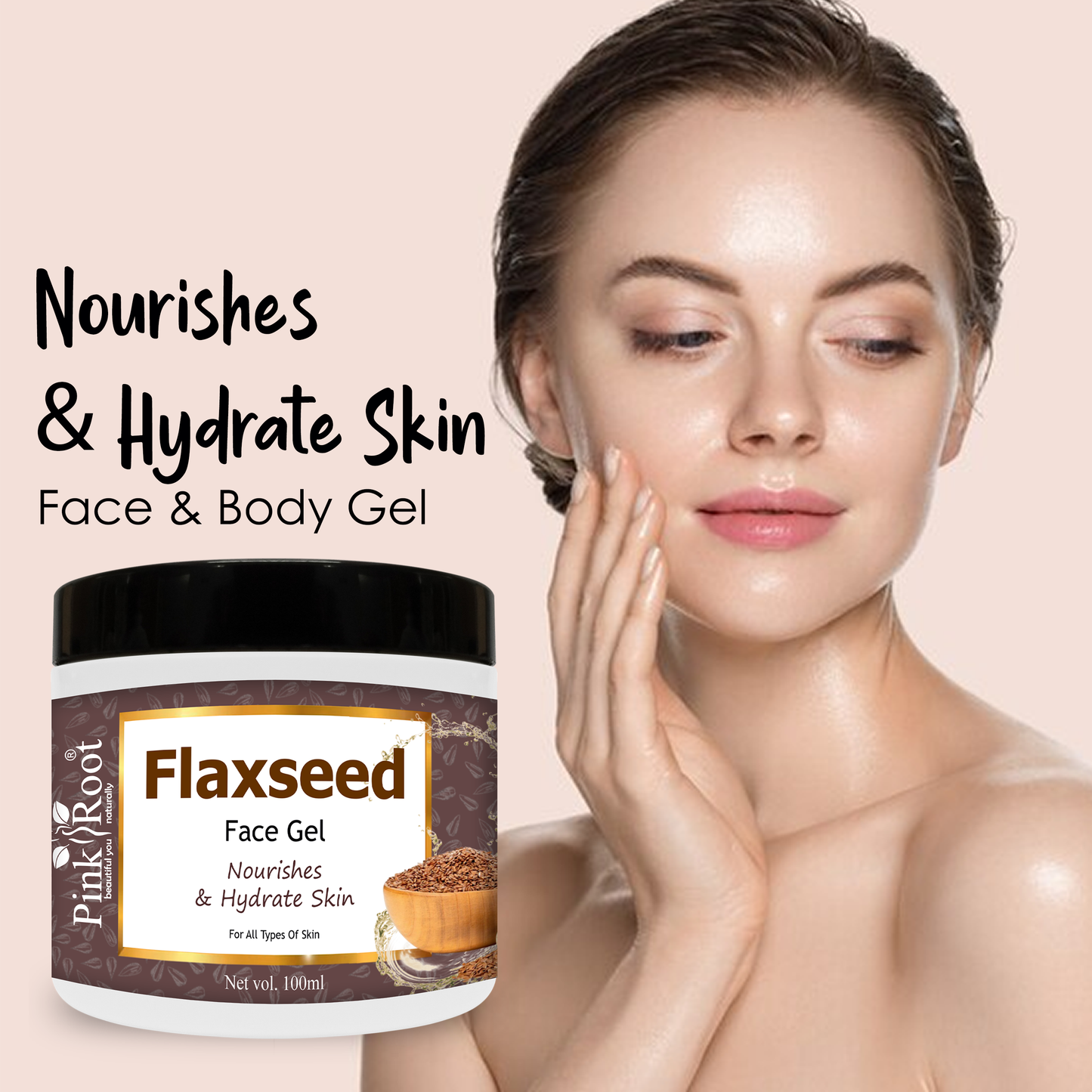 Pink Root Flaxseed Face Gel | Reduce fine lines, Skin Brightening & Whitening, Removes Tan (100 ml)