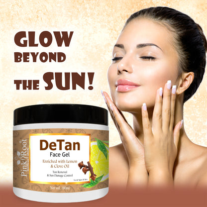Pink Root Detan Face Gel 100ml, gives Skin Brightening, Skin Whitening Face Gel For Skin,Tan Removal, Whitening, Depigmentation, Oil Control, Acne & Fairness
