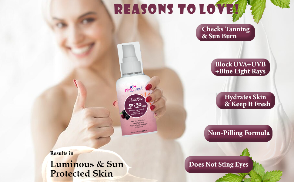 Pink Root Mulberry Sunscreen SPF 50 PA+++ – No White Cast 100ml