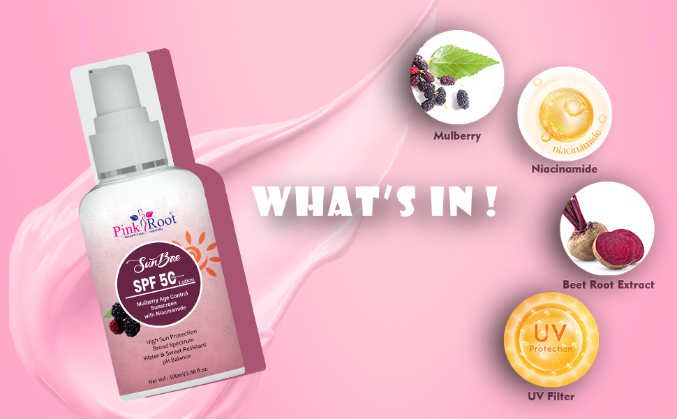 Pink Root Mulberry Sunscreen SPF 50 PA+++ – No White Cast 100ml