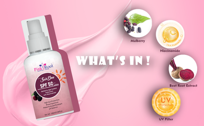 Pink Root Mulberry Sunscreen SPF 50 PA+++ – No White Cast 100ml