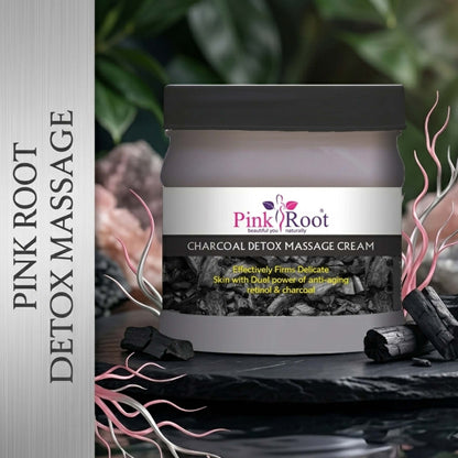 Pink Root Charcoal Detox Massage Cream Effectively Firms Delicate Skin with Dual Power of anti-aging (500 ml)