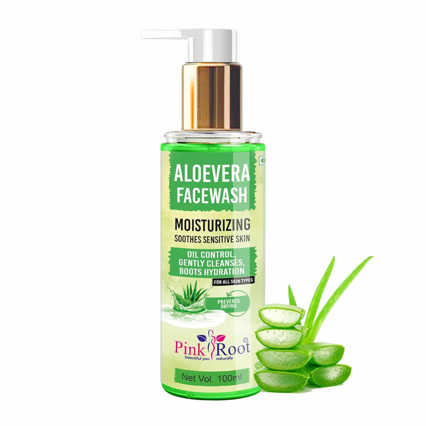 Pink Root Aloevera Moisturizing Face Wash (100ml) For deep cleanses the skin, removes dead flaky skin cells - For Men & Women
