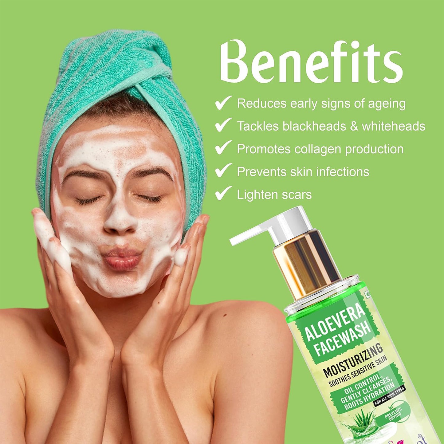 Pink Root Aloevera Moisturizing Face Wash (100ml) For deep cleanses the skin, removes dead flaky skin cells - For Men & Women