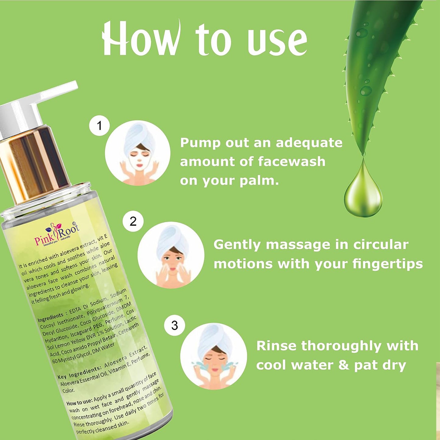 Pink Root Aloevera Moisturizing Face Wash (100ml) For deep cleanses the skin, removes dead flaky skin cells - For Men & Women