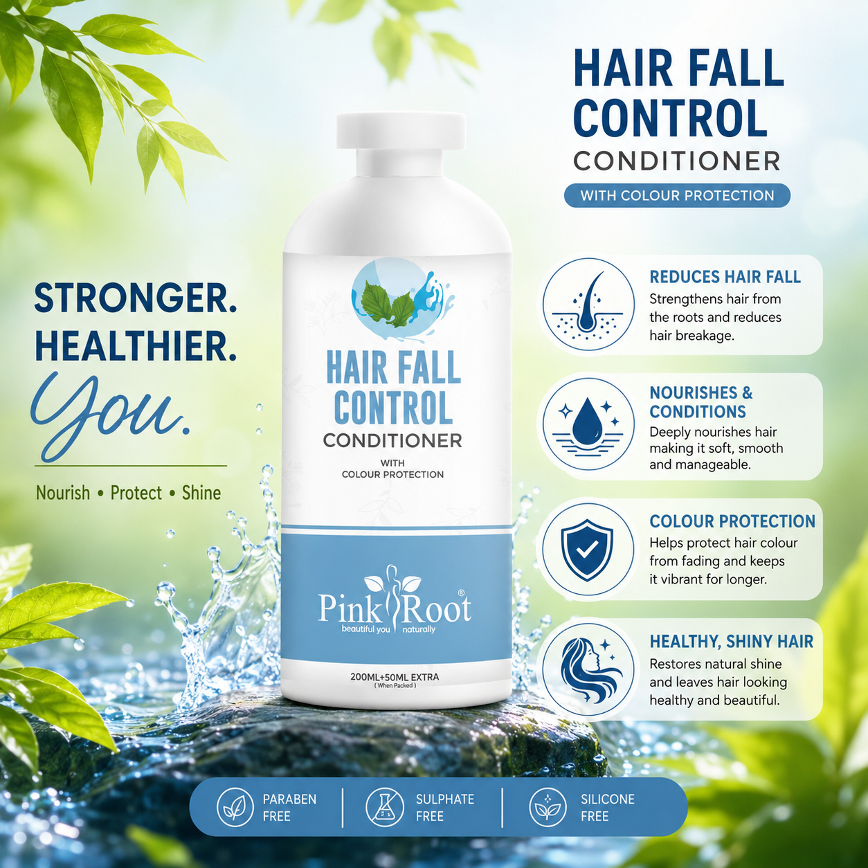 Pink Root Hair Fall Control Conditioner (250 ml) - Controls Hair Fall & Prevents Greying