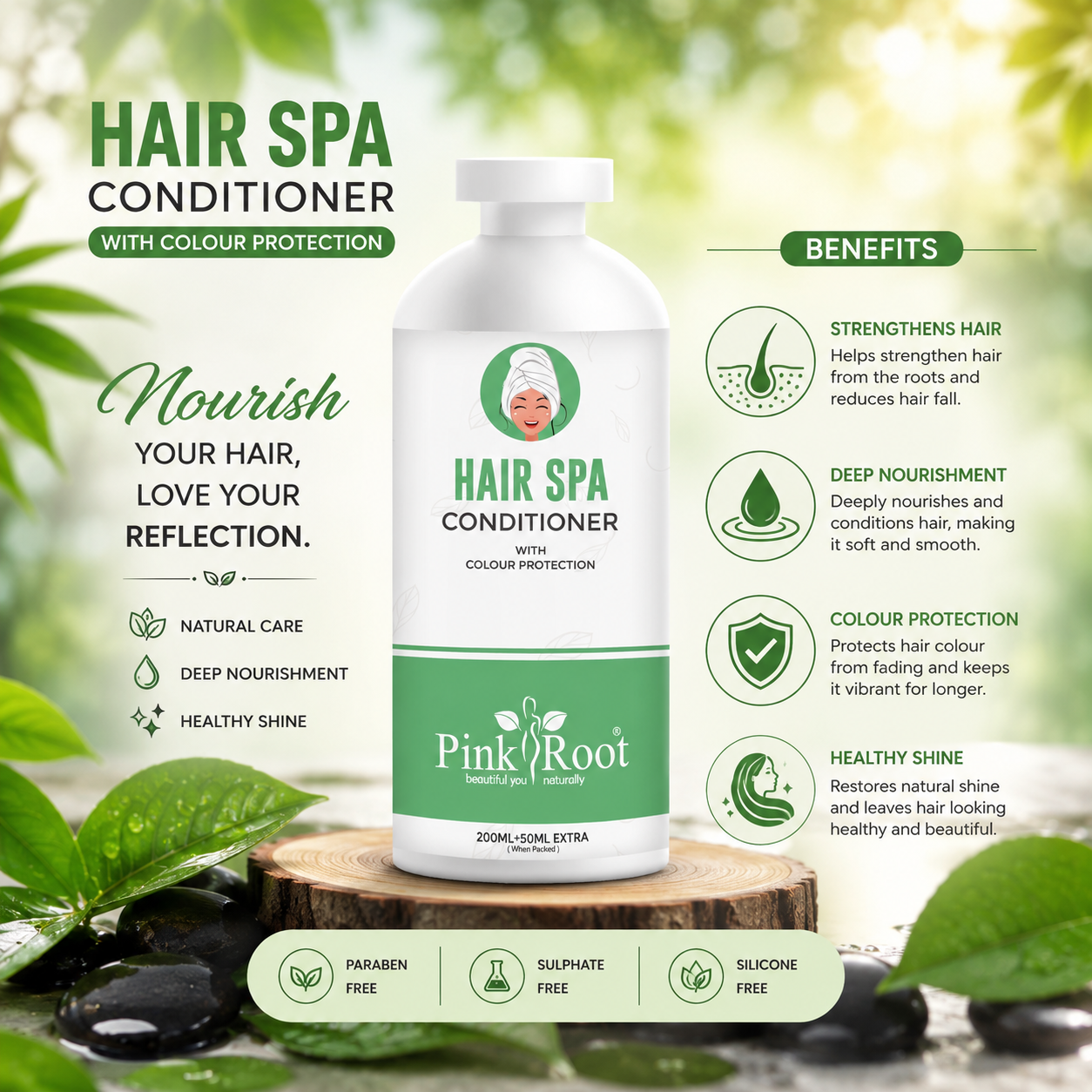 Pink Root Hair Spa Conditioner (250 ml) for Soft Shinning Hair, Long & Health Hairs