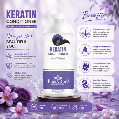 Pink Root Keratin Hair Conditioner (250 ml) for Smoothening of Hairs and Volume Enhancement