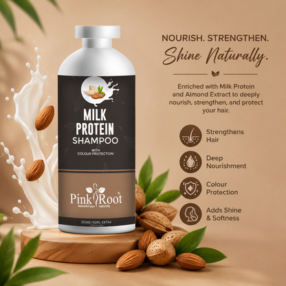 Pink Root Milk Protein Shampoo with Wheat & Milk Proteins | Long, Strong, Silky, Moisturizing hair Shampoo(250 ml)