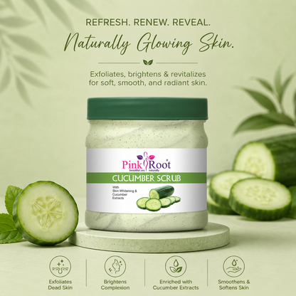 Pink Root Cucumber Scrub 500ml for Face & Body | Exfoliating Face Scrub For Acne Prone Skin, Reduce Blackheads & Whiteheads