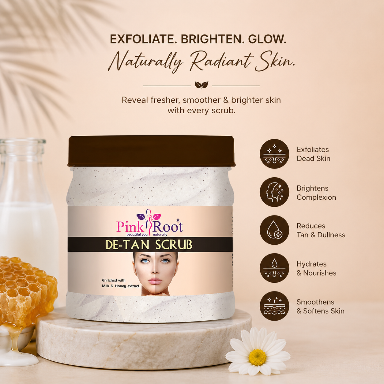 Pink Root DeTan Scrub Enriched with Clove Oil(500 ml) helps in Tan Removal, Blackheads and dirt free skin
