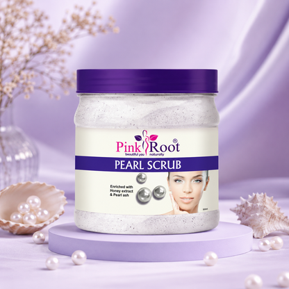 Pink Root Pearl Scrub Enriched with Honey Extract (500 ml) for Skin Whitening & Brightening