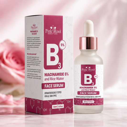 Pink Root Niacinamide 5% & Rice Water Face Serum|For Clear, Blemish-Free, Bright Skin, 30ml (30 ml)