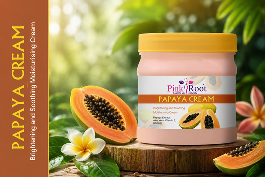 Pink Root Papaya Cream 500ml, with Papaya Extract & Vitamin E Oil for De-Pigmentation, Acne Removal & Skin Whitening