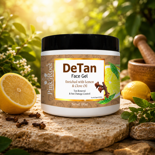 Pink Root Detan Face Gel 100ml, gives Skin Brightening, Skin Whitening Face Gel For Skin,Tan Removal, Whitening, Depigmentation, Oil Control, Acne & Fairness