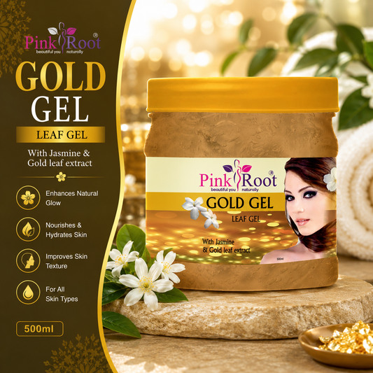 Pink Root Gold Gel With Jasmine & Gold leaf extract 500ml for Skin Brighening | Anti Ageing