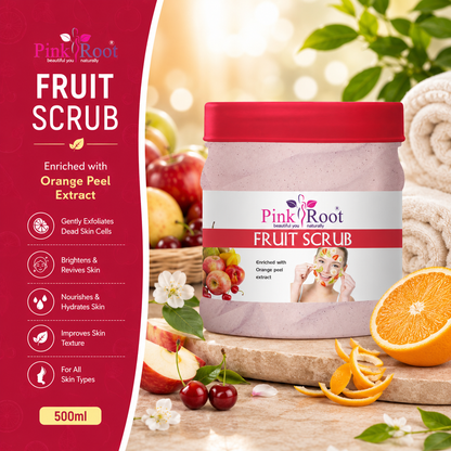 Pink Root Mix Fruit Cream Scrub 500ml, Enriched with Vitamin E, Aloe Vera Extract for Removing dead cells & Nourishing Skin (500 ml)