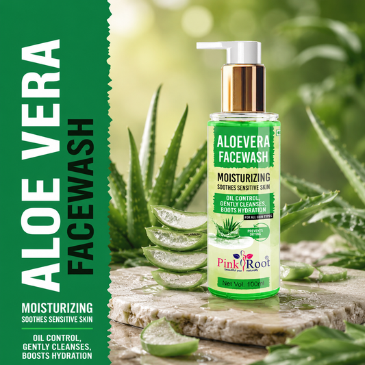 Pink Root Aloevera Moisturizing Face Wash (100ml) For deep cleanses the skin, removes dead flaky skin cells - For Men & Women
